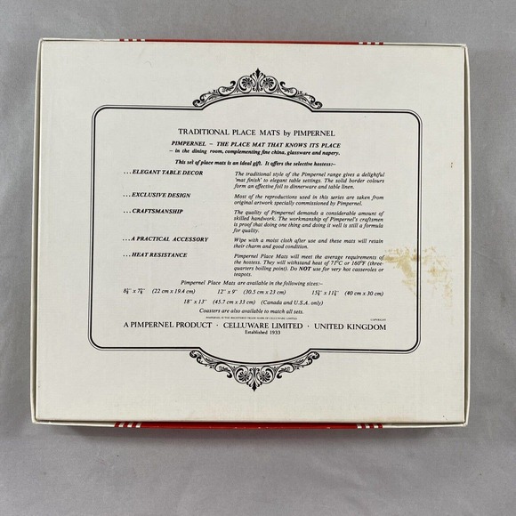 Set of 4 Floral Traditional Pimpernel Placemats 8 5/8" x 7 5/8" In Box * (B1) - Picture 8 of 8